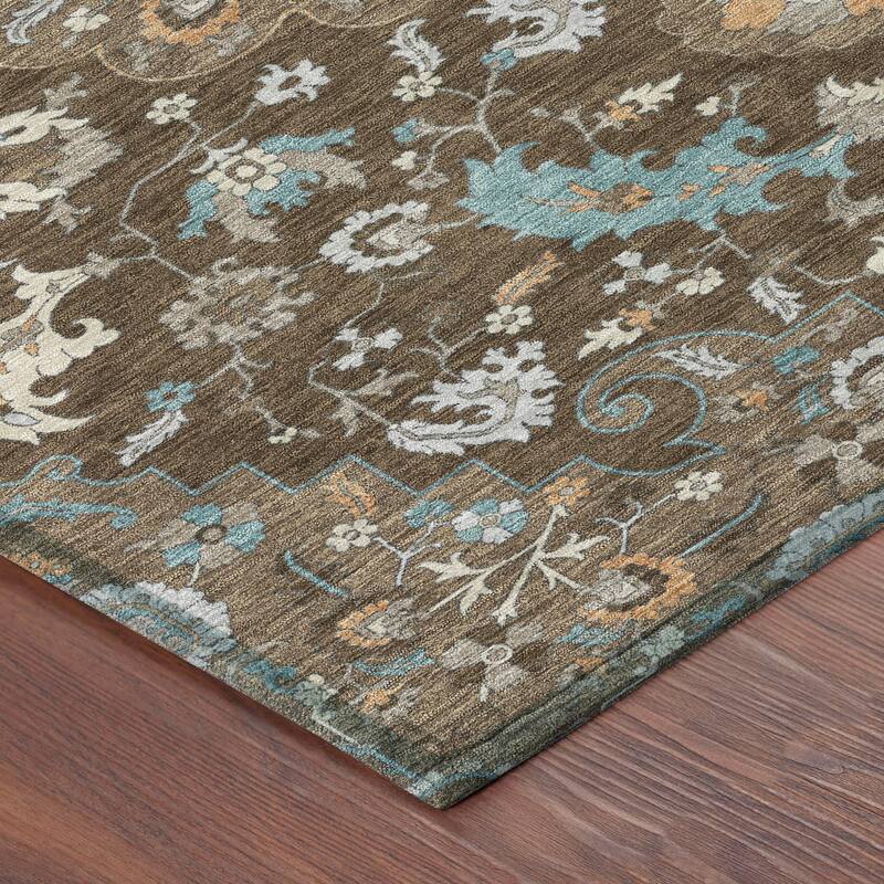 Machine Washable Indoor/ Outdoor Traditional Indore Chantille Rug
