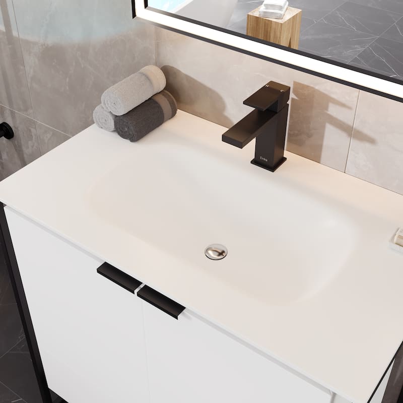 Eviva Onyx Wall Mount Bath Vanity with Solid Surface Top