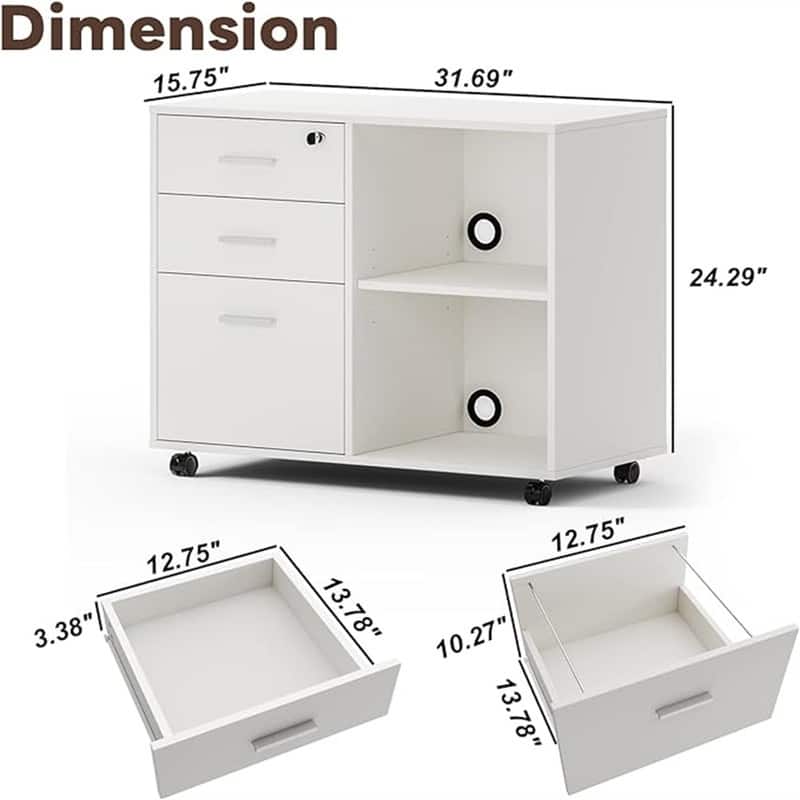 Wood Filing Cabinet - 15.75"D x 31.69"W x 26.29"H