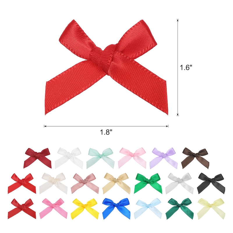 100Pcs Mini Ribbon Bow 1.8 inch Mini Fabric Satin Ribbon - Multicolor