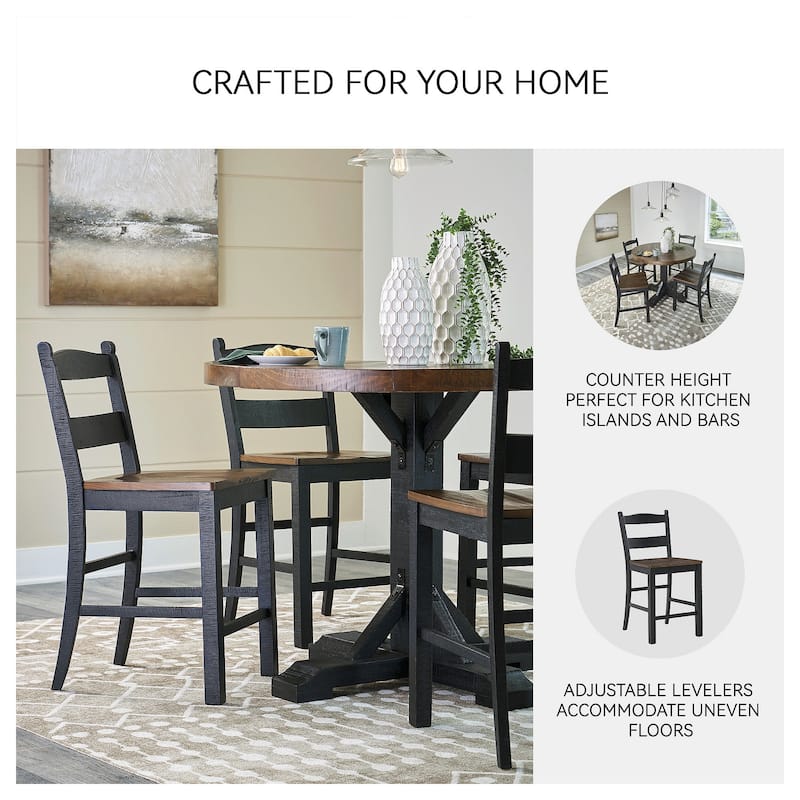 Signature Design by Ashley Valebeck Black/Brown Counter Height Barstool - 20"W x 22"D x 39"H
