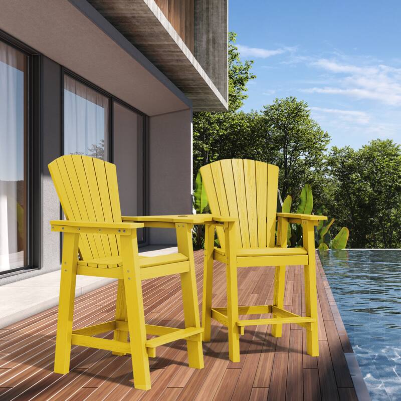 Outdoor Tall Adirondack Chair Set of 2 with Connecting Tray