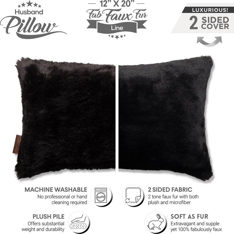 12x20 2-tone Fabulous Faux Fur Throw Pillow - Black Panther, 1 PCS