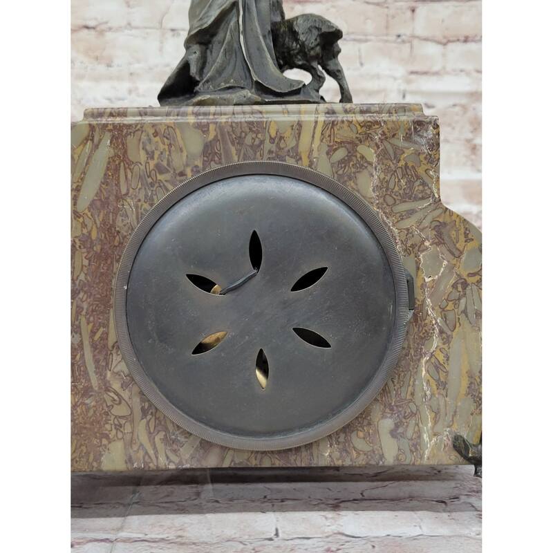 Figurative Bronze Marble French Clock Art Deco Sculpture Antique Reproduction Moreau