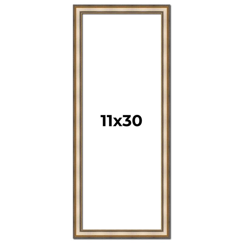 11x30 Frame Gold Solid Wood Shadow Box Width 1.5 Inches | Interior Frame Depth 2 3/8 Inches