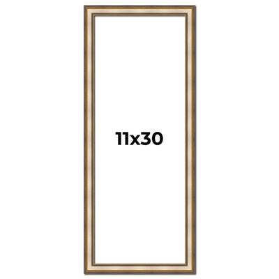11x30 Frame Gold Solid Wood Shadow Box Width 1.5 Inches | Interior Frame Depth 2 3/8 Inches