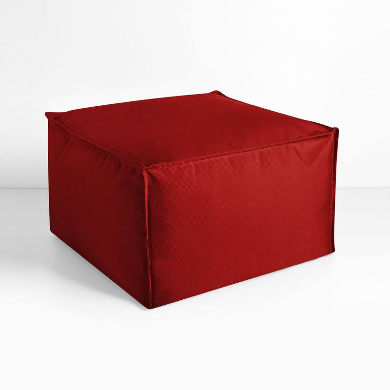 Sorra Home Sunbrella Outdoor Top Stitch Solid Bean Pouf