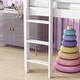 preview thumbnail 4 of 17, White Wood Twin Loft Bed Kids Bed with Slide and Underbed Space