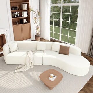 125.8" Large Sectional Sofa with 3 Pillows, 2-Piece Living Room PP Cotton Corner Sofa,Beige
