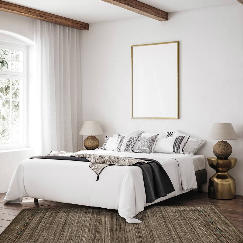 ECARPETGALLERY Hand Loomed Kashkuli Gabbeh Grey Wool Rug - 5'0 x 8'0