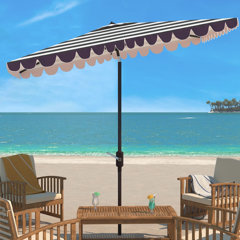 SAFAVIEH Outdoor Karma 6.5 x 10 Ft Rectangle Crank Umbrella