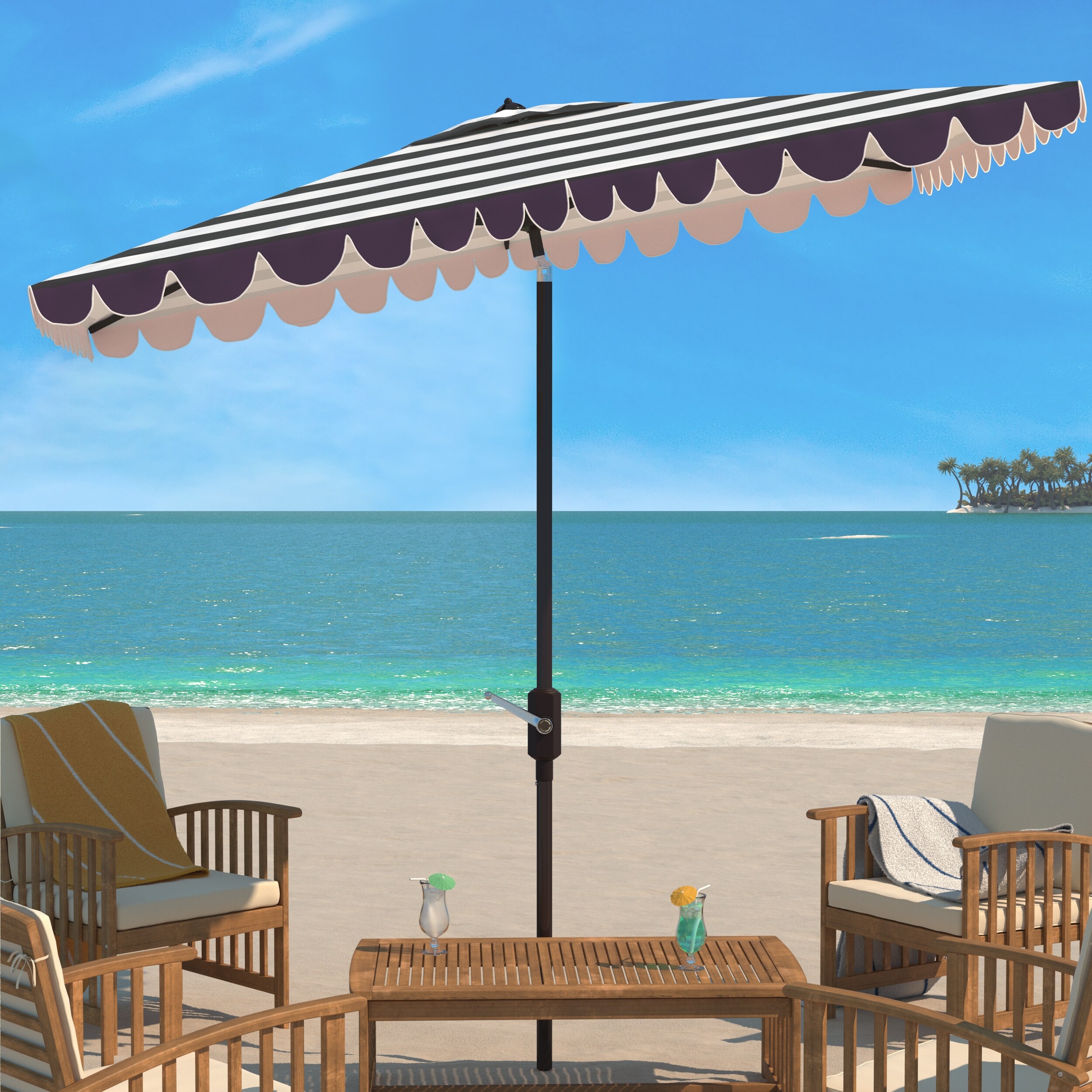 SAFAVIEH Vienna 10-Foot Outdoor UV Resistant Rectangular Crank