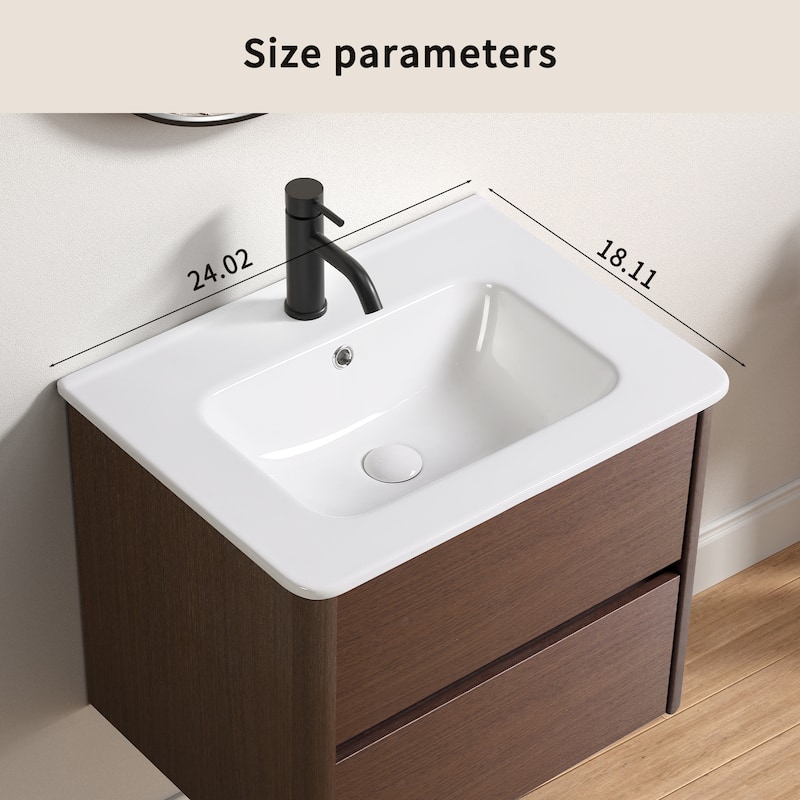 GDFStudio - Ethan Modern Ceramic Bathroom Vessel Sink with Integrated Vanity Top and Practical Countertop Design