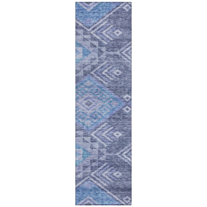 Machine Washable Indoor/ Outdoor Boho Tribal Chantille Rug