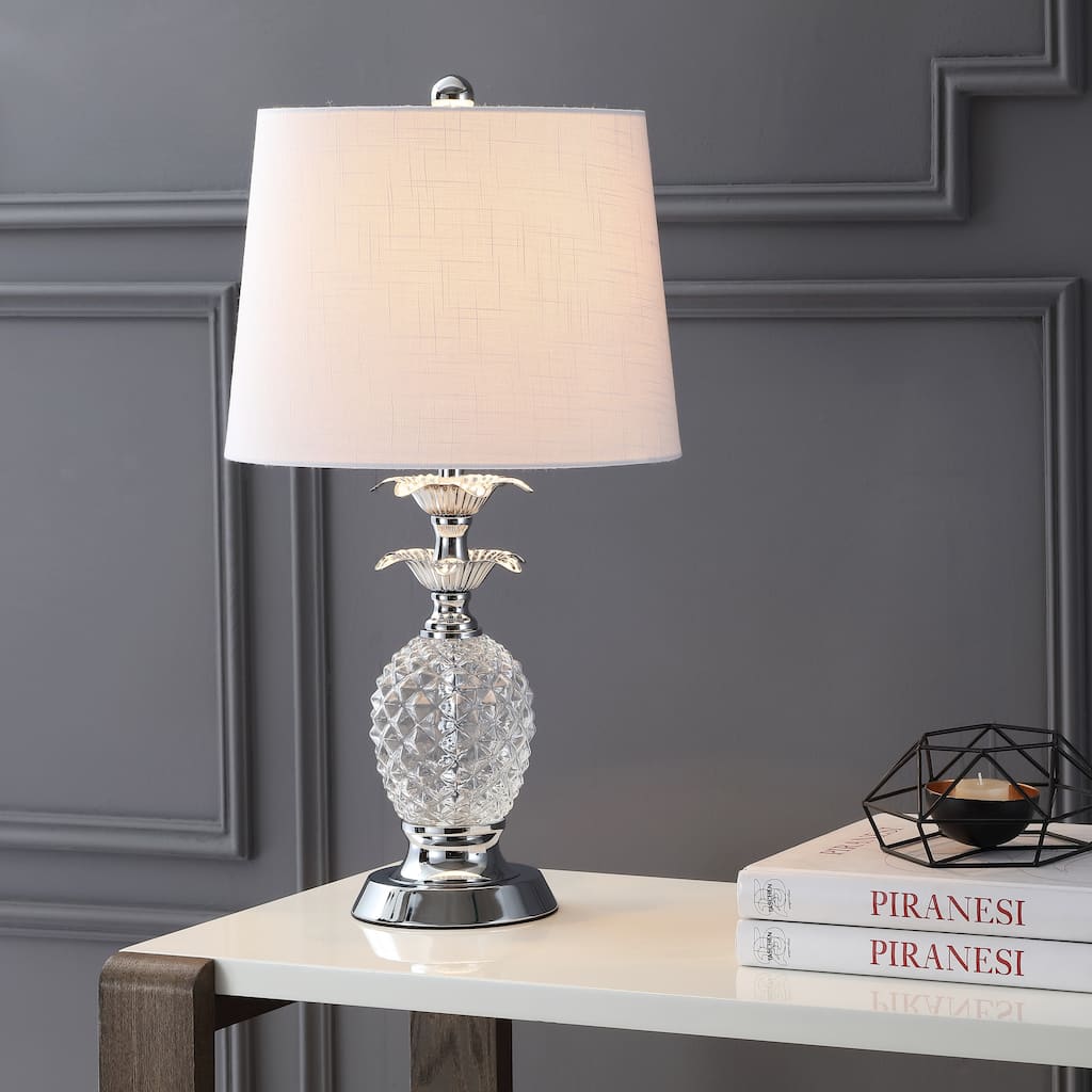Bette 24" Glass LED Table Lamp, Clear/Chrome by JONATHAN Y
