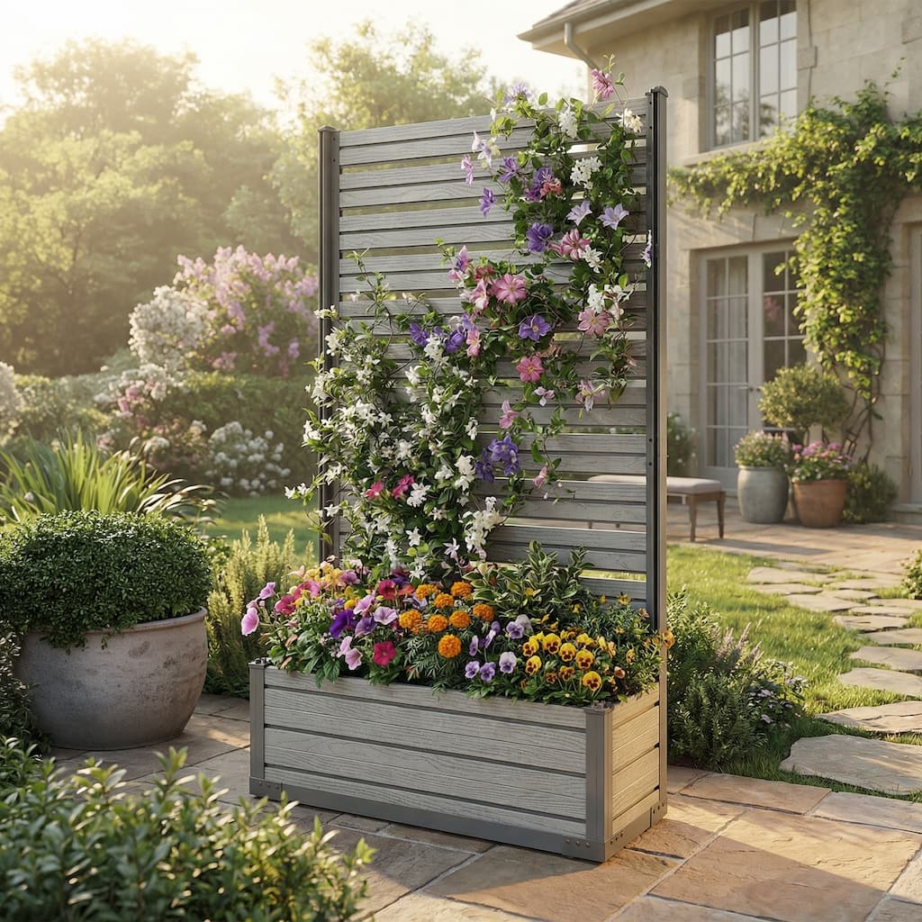 Aoodor Patio Privacy Screen with Planter Box