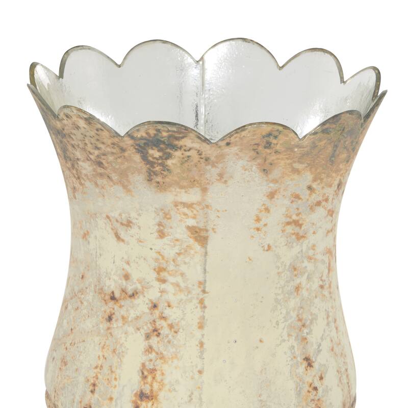 Glass Hurricane Lamp - Set of 2 Brown - Roche River Decor - 6"W x 6"L x 9"H