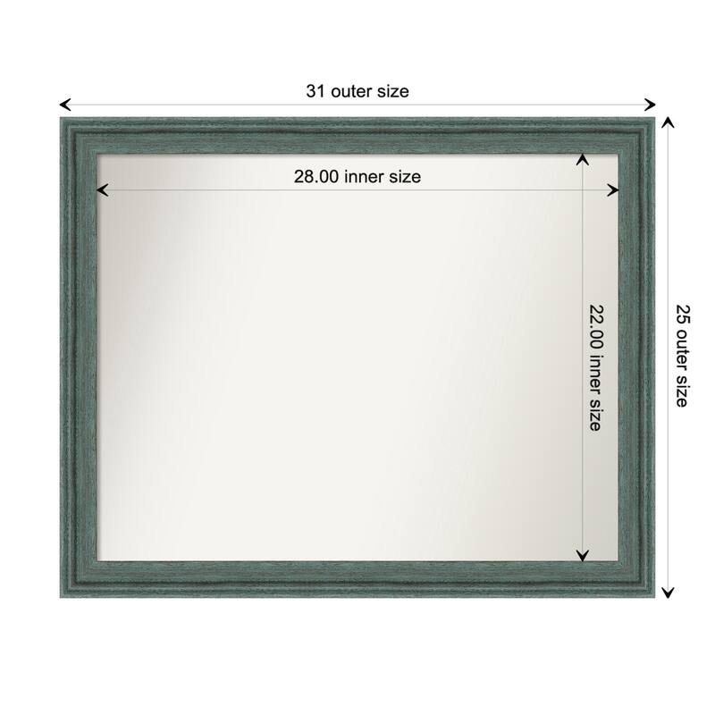 Upcycled Non-Beveled Wood Framed Wall Mirror - Upcycled Teal Grey - Glass Size 28x22