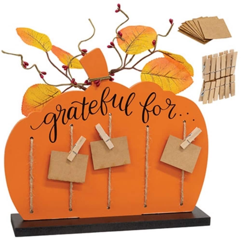 Grateful For Pumpkin Clipboard Fall Family Activity Decor - 10.50” x 2.50” x 9.50”