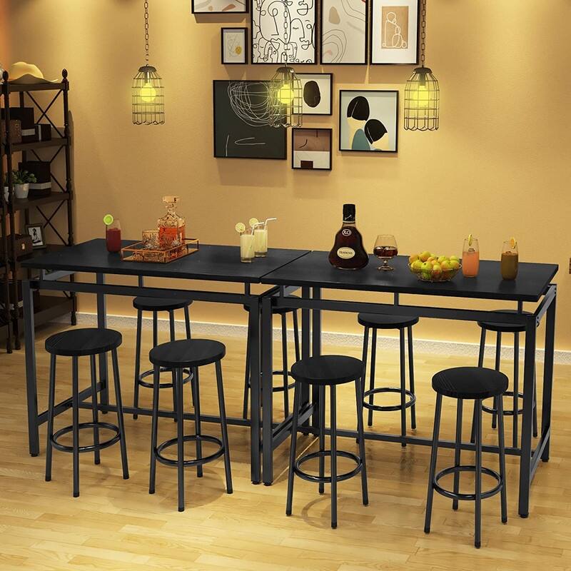 Eureka Industrial Modern Counter Height Pub 5-piece Dining Set, Wood Rustic Kitchen Dining Bar Set For Dining Room, Apartment