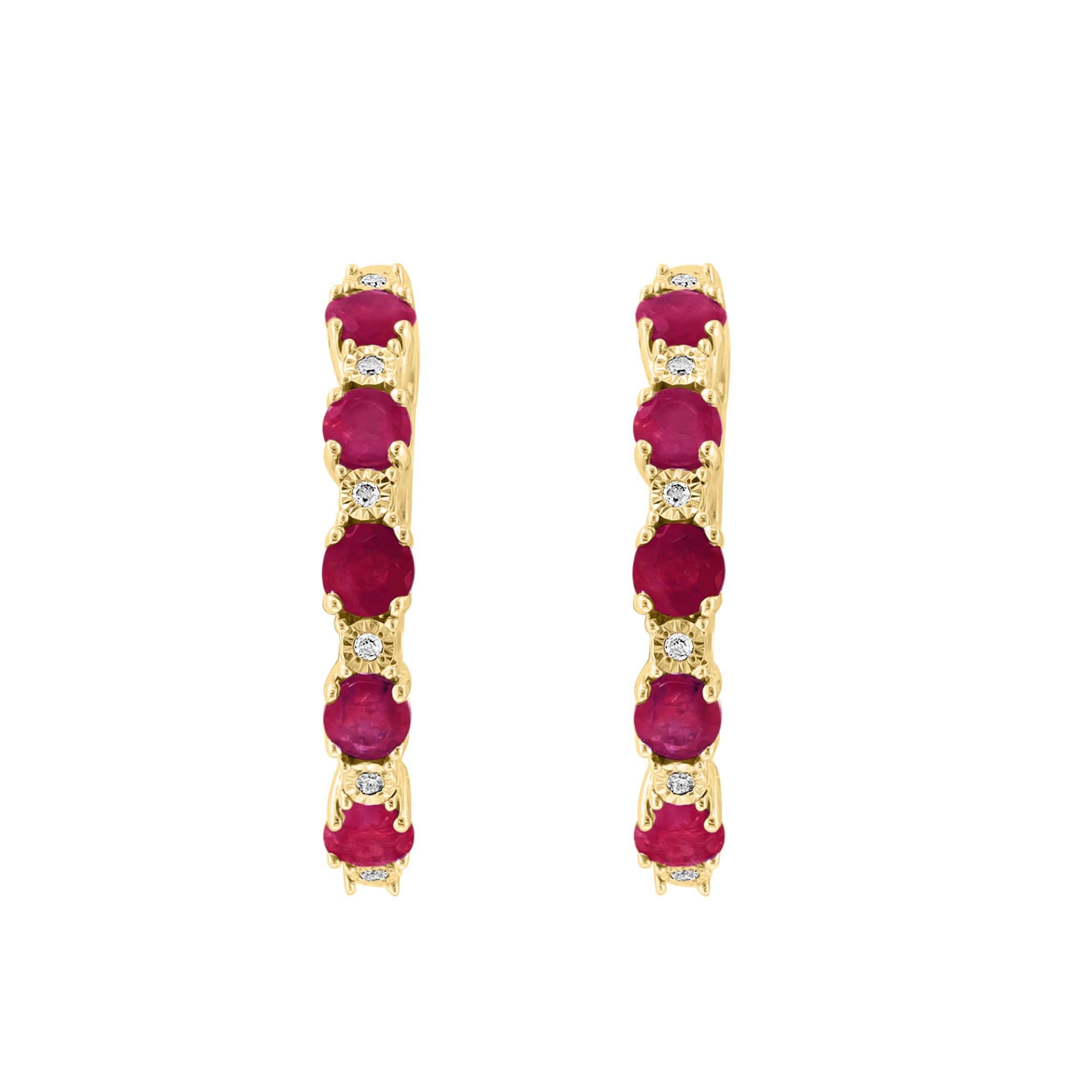 Effy Sterling Silver 14K-Plated Diamond & Natural Ruby Earrings