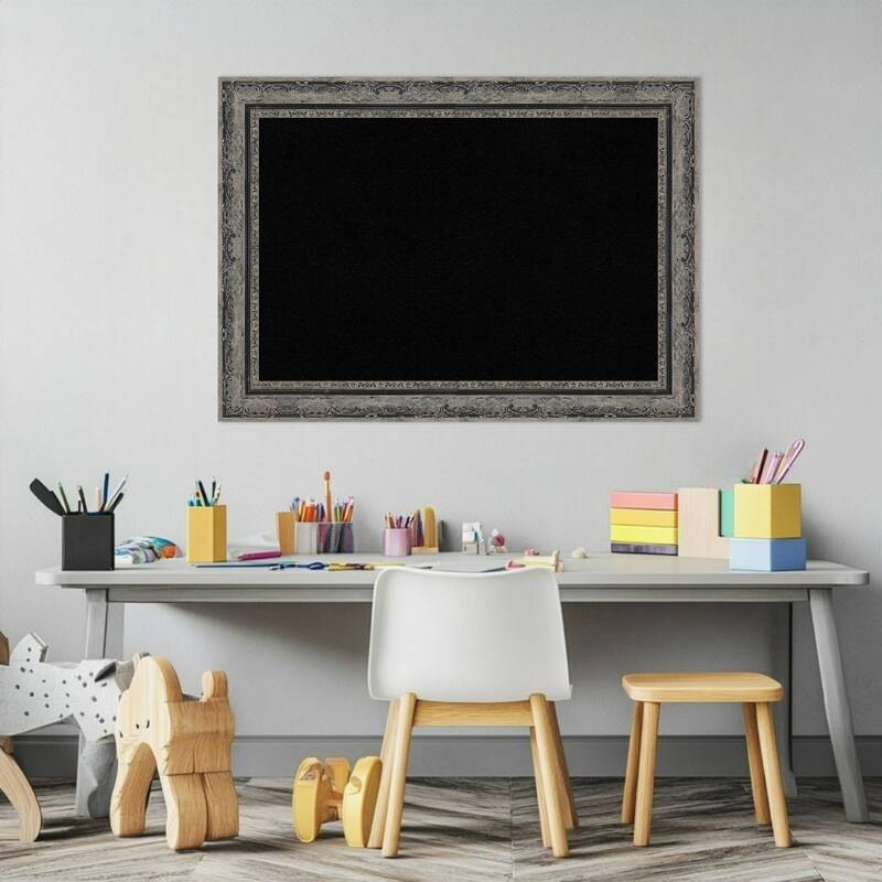 Filigree Matte Black Framed Cork Board - Bulletin Board, Organization Board, Pin Board