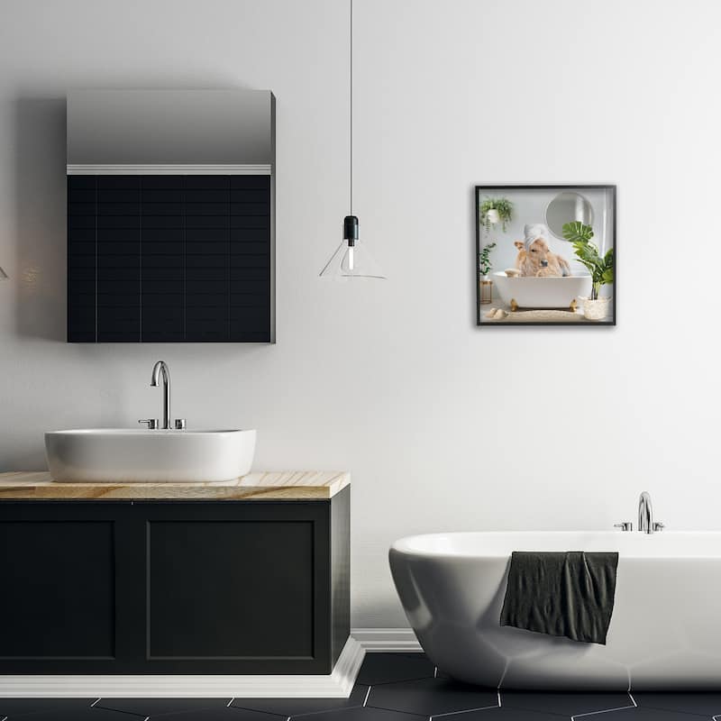 Stupell Pampered Cow in Bath Framed Giclee Art Design By CAD Designs
