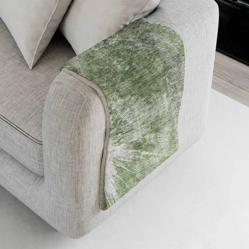 Premium Machine Washable Abstract Modern Sherpa Throw Blanket - Aloe - 4'2" x 5'10"