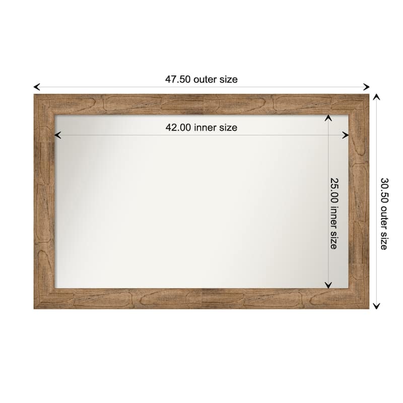 Owl Brown Framed Non-Beveled Custom Wall Mirror, Bathroom Vanity Mirror - Outer Size: 47.5 x 30.5