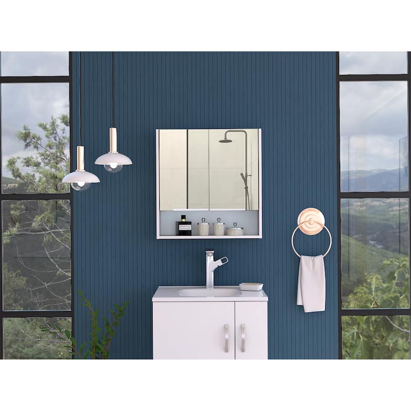 Manchester Rectangle Medicine Cabinet with Mirror - White