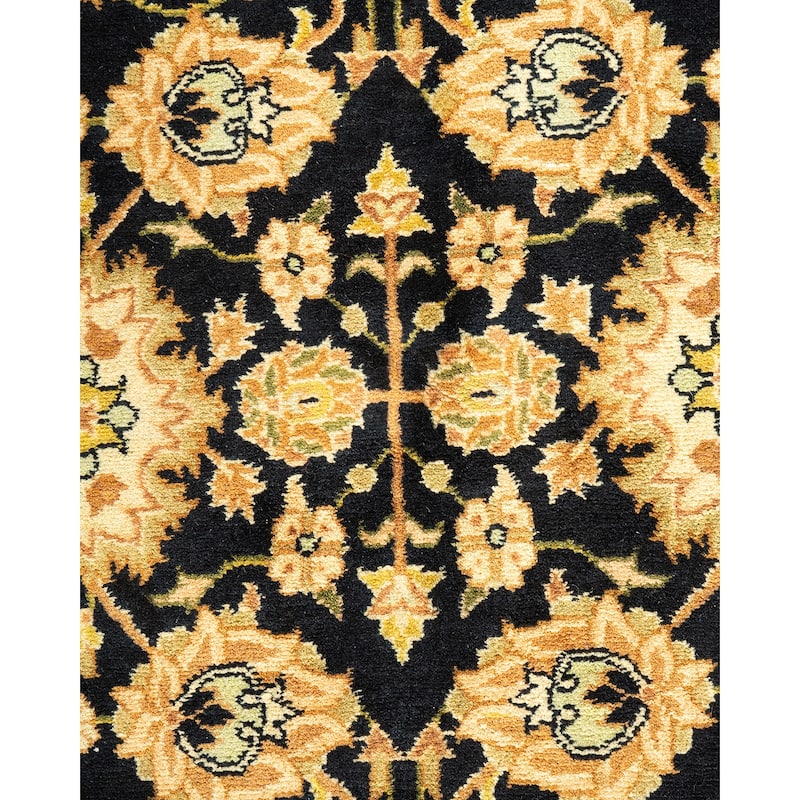 Overton Handknotted Wool Traditional Oriental Black Area Rug - 6' x 9'
