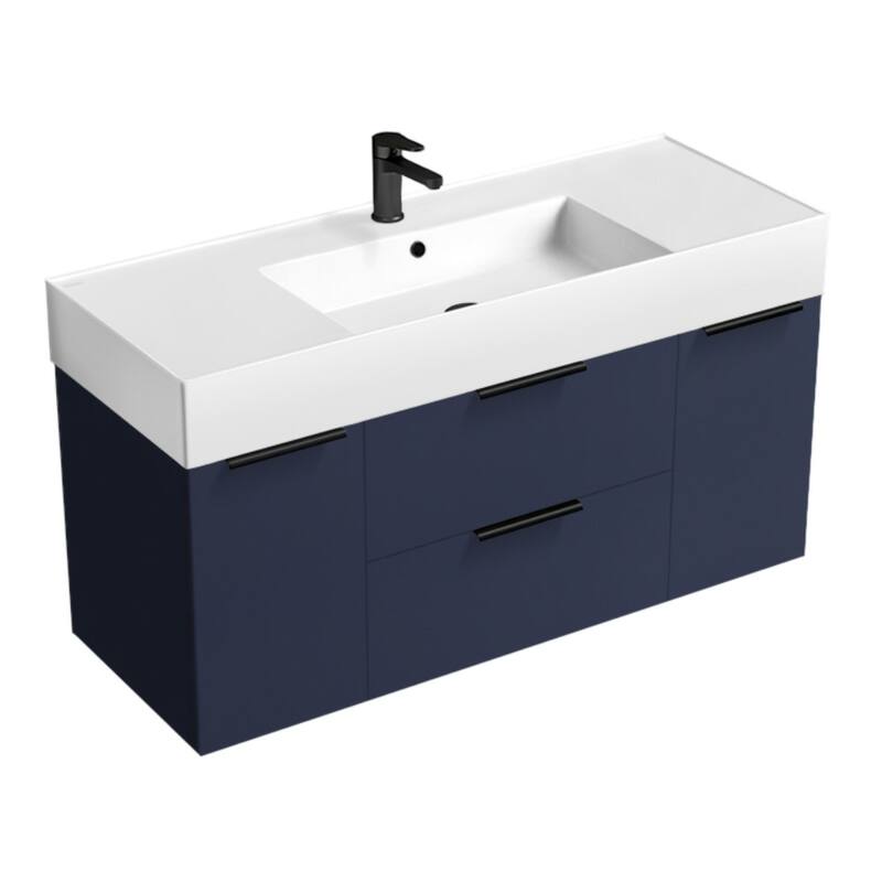 Nameeks Derin-4818-W-C Derin 48" Wall Mounted Single Basin Vanity Set - Night Blue / Black