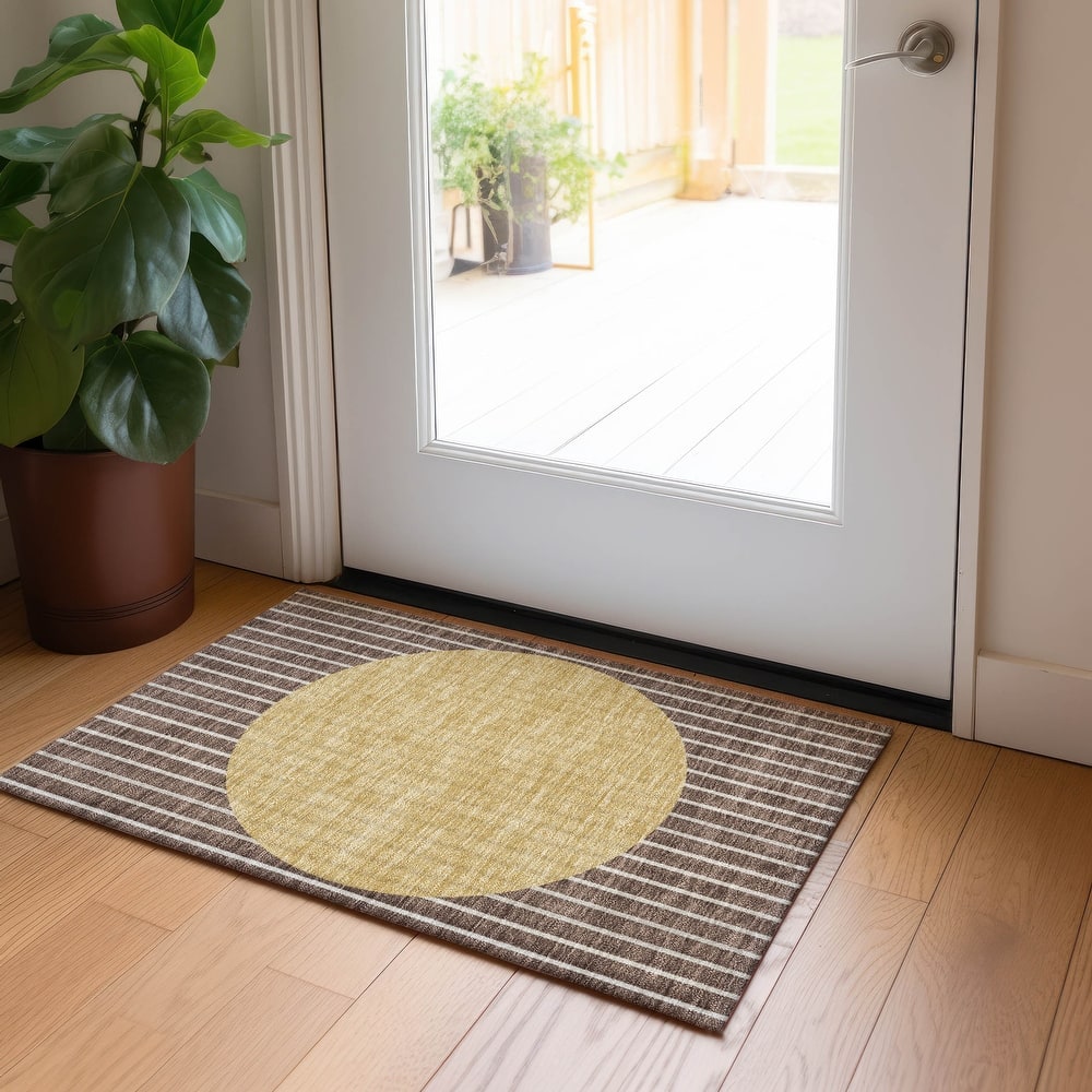 Machine Washable Indoor/ Outdoor Modern Sunrise Chantille Rug