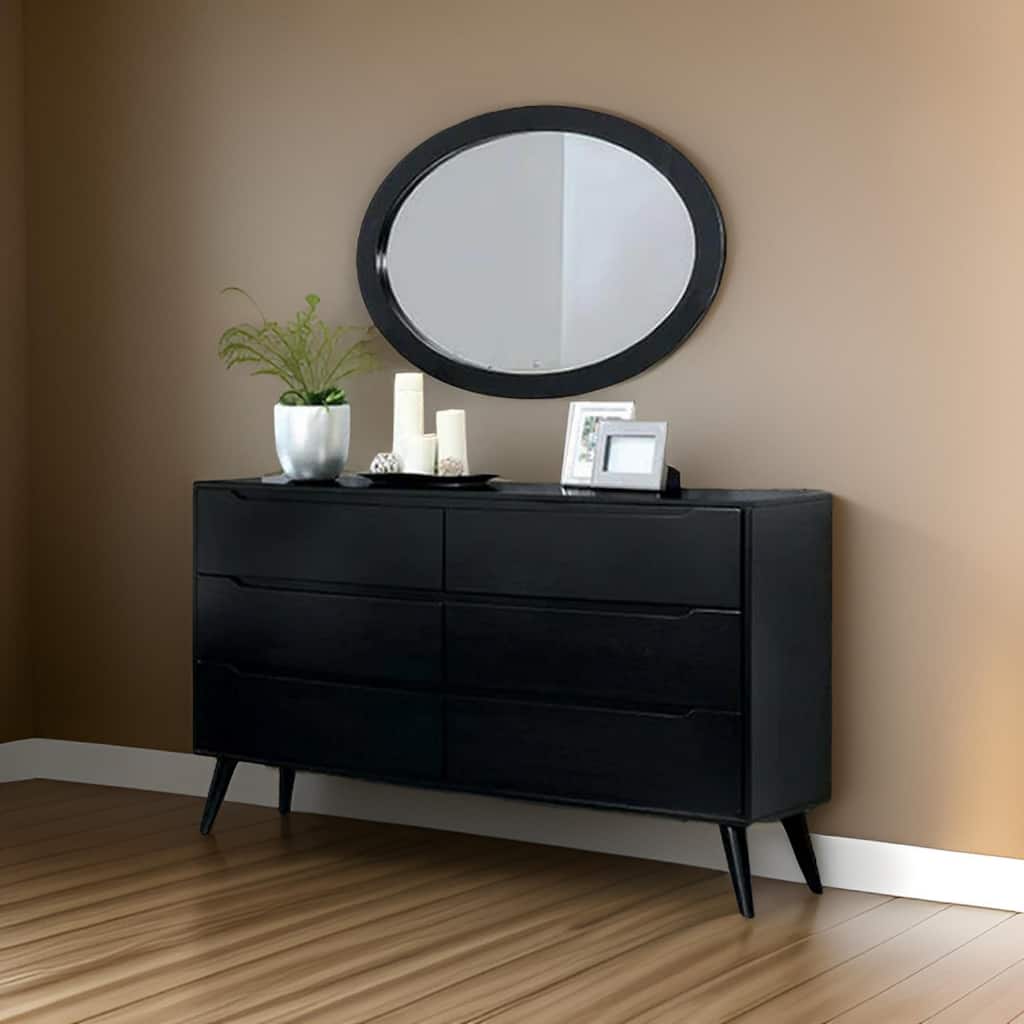 Minimal Style Mid-Century Modish Wooden Dresser, Black