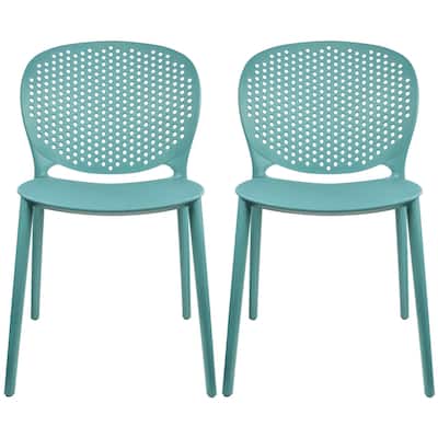 Armless Stacking Molded Matte Dining Side Chairs Patio Indoor Outdoor Kitchen Bedroom Set of 2