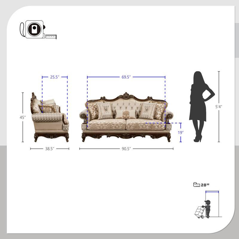 Vista 3-Piece Chenille Living Room Sofa Set