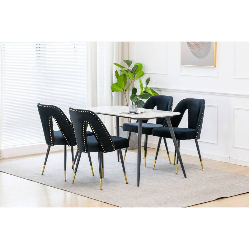 GDFStudio Modern Armless Velvet Upholstered Dining Chairs with Metal Legs