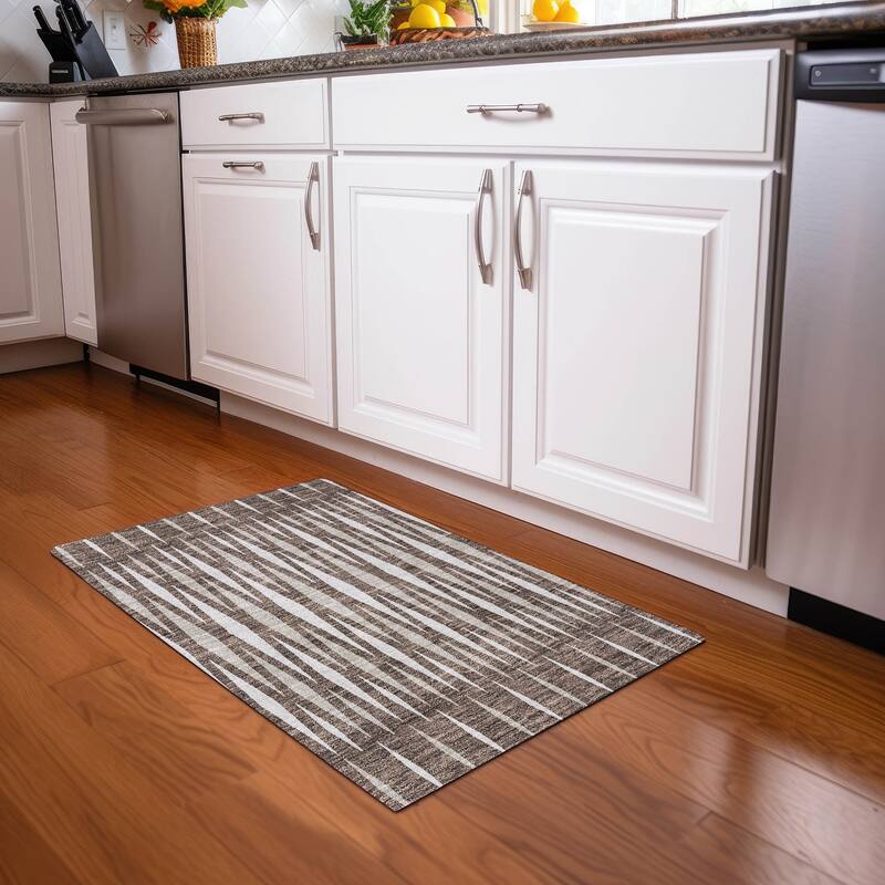 Premium Washable Super Soft Modern Kris Mayfield Rug - Brown - 1'8" x 2'6"