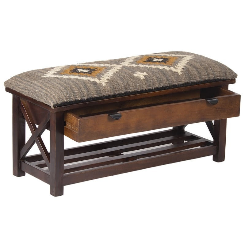 HERAT ORIENTAL Handmade Kilim Upholstered Storage Bench