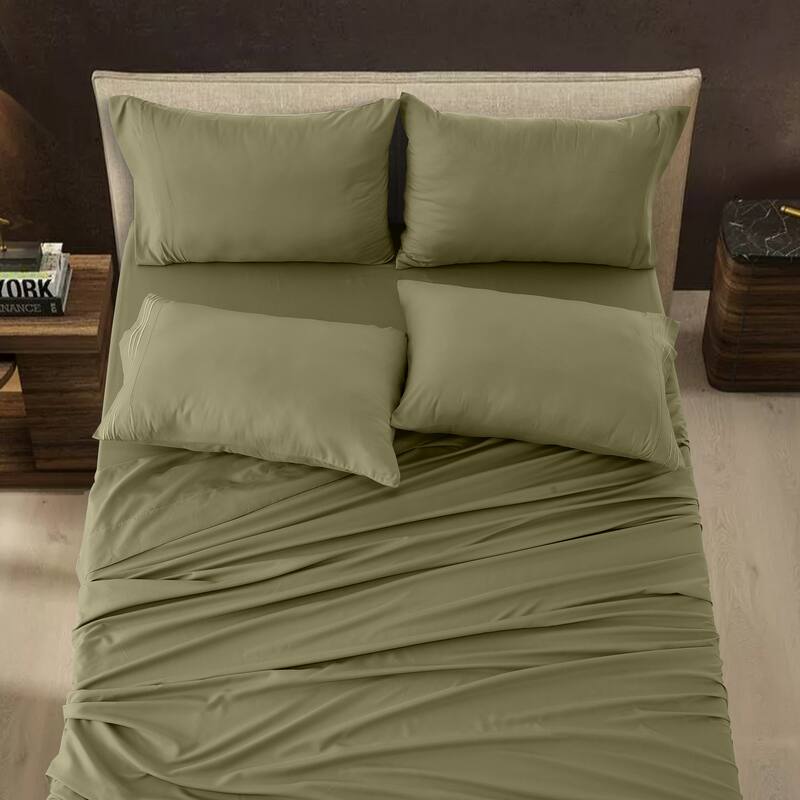 6 Piece Bed Sheet Set Deep Pocket Ultra Soft Microfiber Bedding Sheets