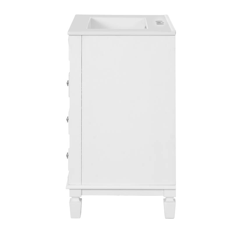 24" Bathroom Vanity With Ceramic Sink,Small Bathroom Sink Cabinet,Modern Cabinet With 2 Drawers And Adjustable Shelf