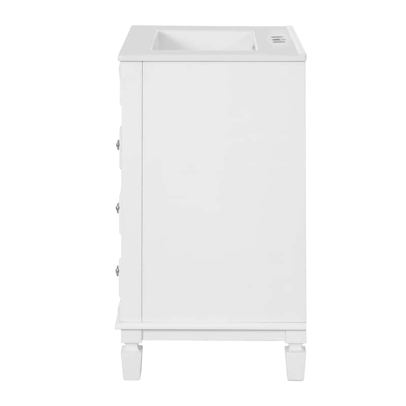 24" Bathroom Vanity with Ceramic Sink Bathroom Storage Cabinet with 2 Drawers and Adjustable Shelf