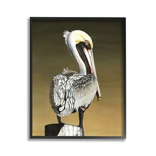 Stupell Pelican with Intense Gaze Framed Giclee Art Design By Christine ...