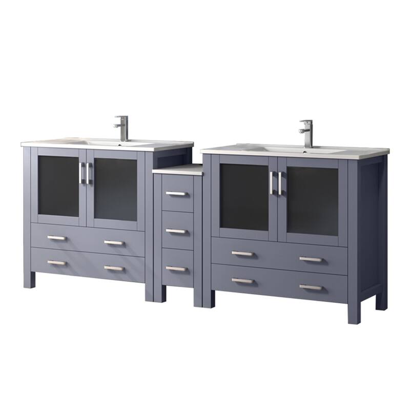 Volez Bath Vanity with Side Cabinet, Ceramic Top & Sink