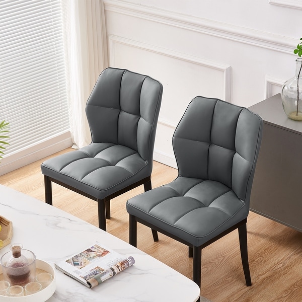 Checkered Faux Leather Upholstered Dining Chairs Set of 2 4 33.7 H x 17.4 W x 17.4 D On Sale Bed Bath Beyond 40406106