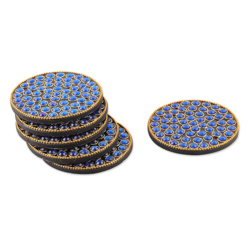 Novica Handmade Royal Glitz Beaded Wood Coasters (Set Of 6)
