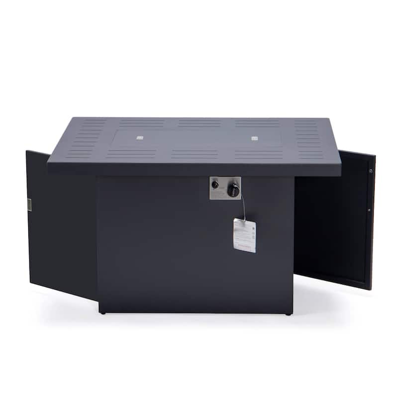 Outdoor 7-Piece Patio Sectional Set Aluminum Frame W/ Fire Pit Table
