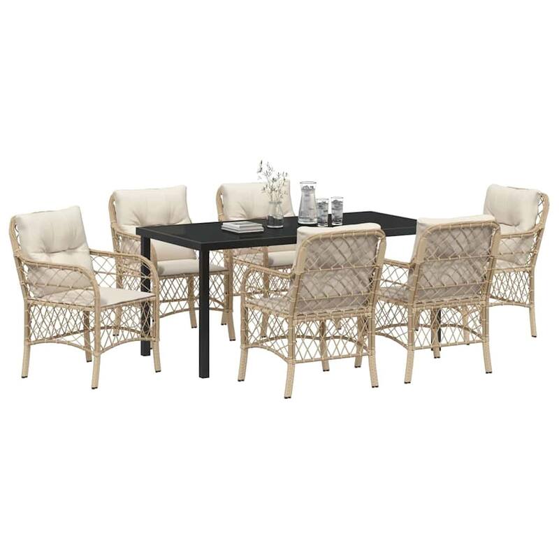 vidaXL Garden Dining Set with Cushion Poly Rattan