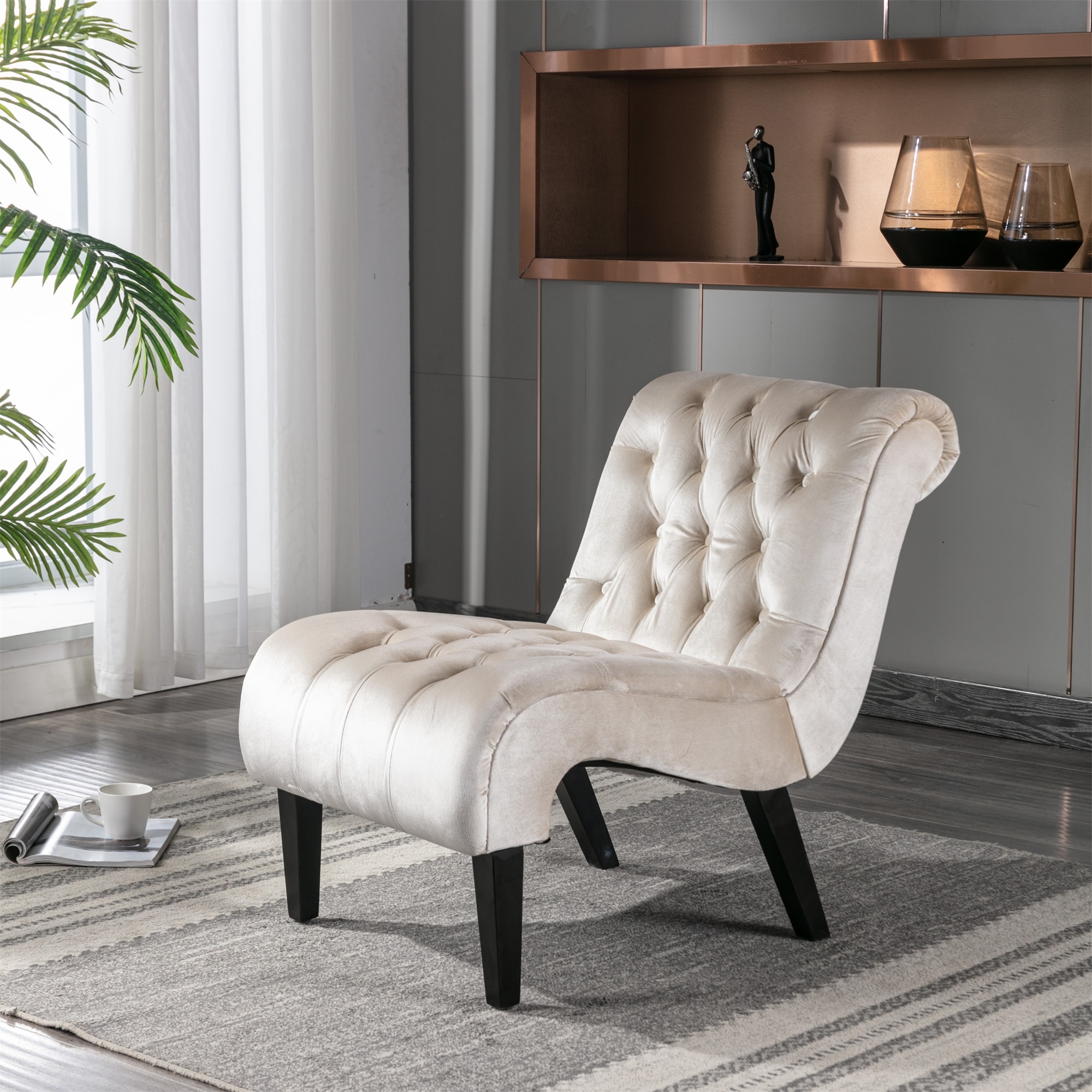 Velvet Tufted Leisure Accent Recliner for Living Room