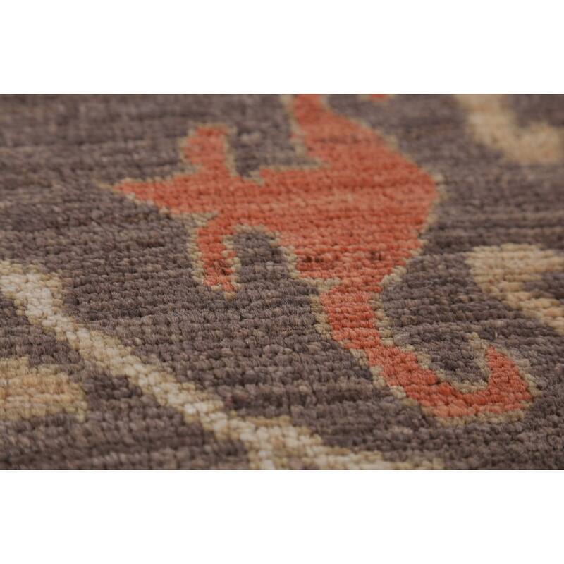 Hand Knotted Oriental 100% Wool Carpet Transitional All-Over Greys & Charcoal Oushak Area Rug - 12' 3'' X 9' 0''